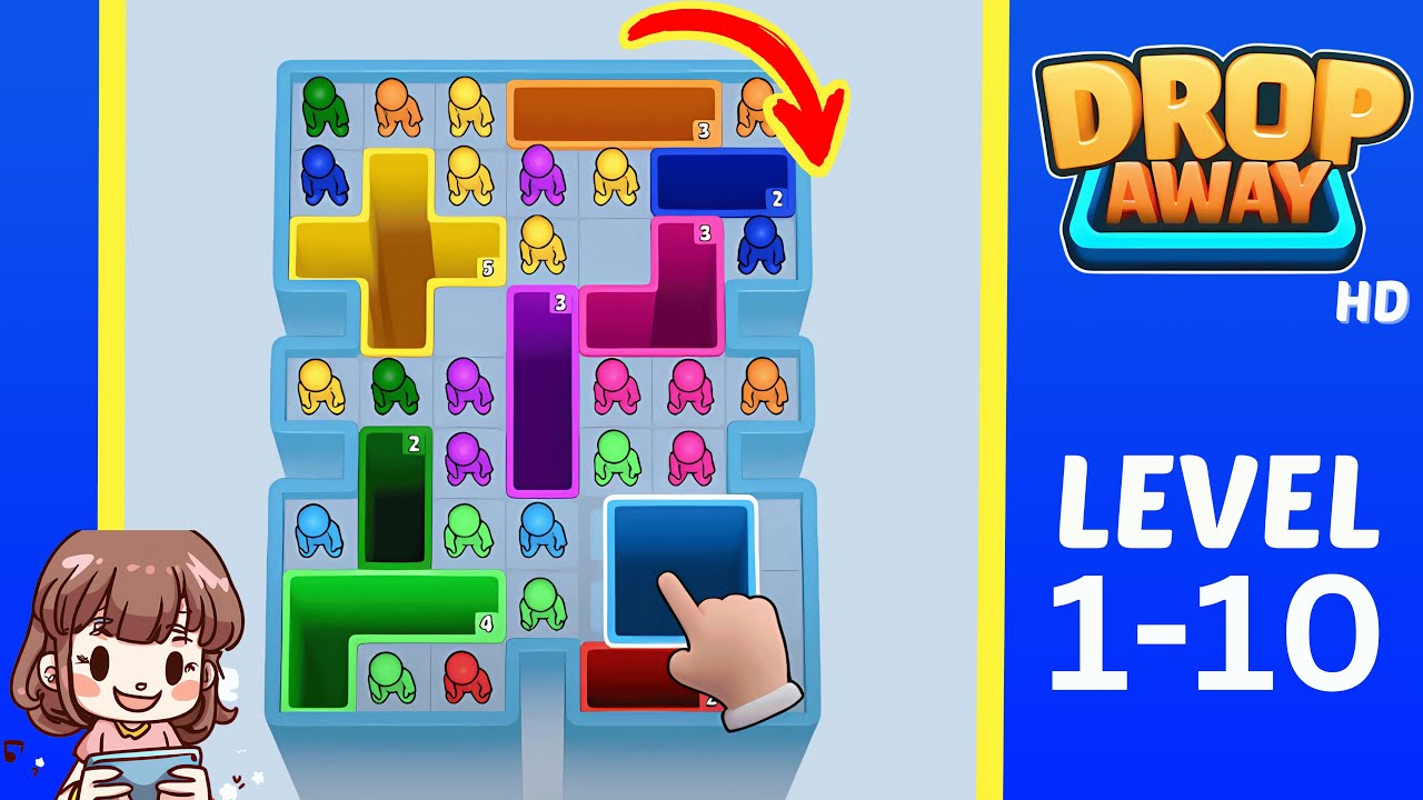 Drop Away Level 1: Drop Away Level 1-10 - Walkthrough Solution Game