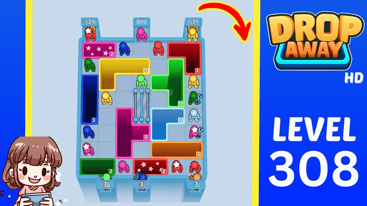 Drop Away Level 308: Drop Away Level 308 - Walkthrough Solution Game